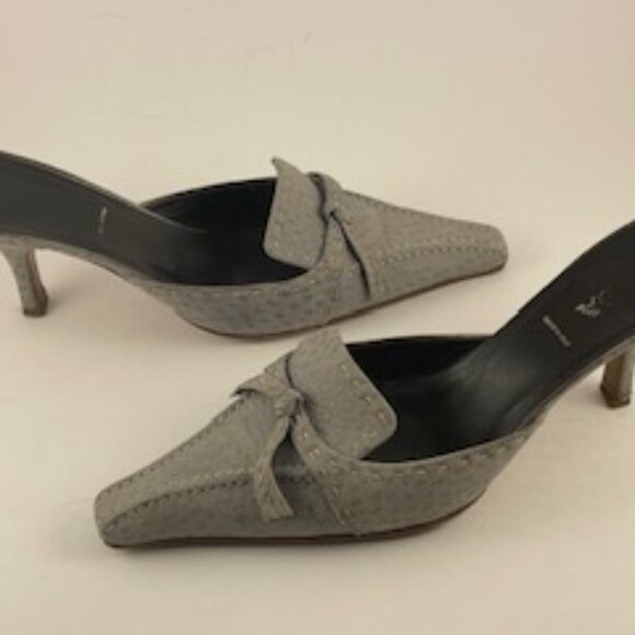 Prada ostrich printed grey suede mules size 8 - Picture 2 of 4
